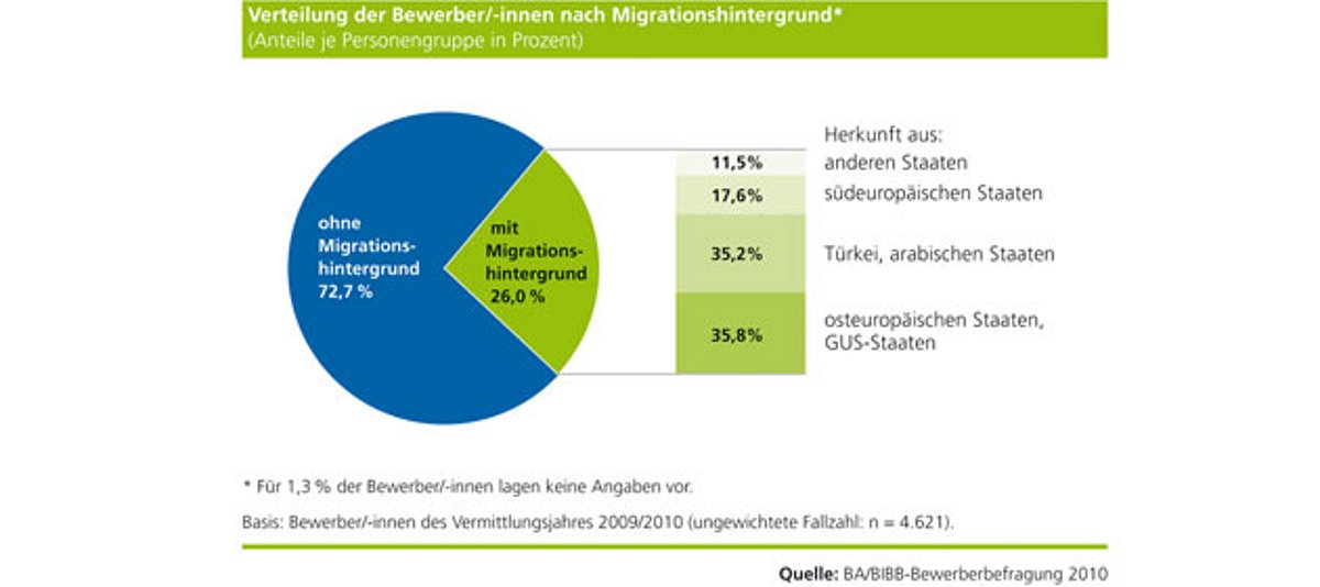 Übersicht über die Verteilung der Bewerber/-innen nach Migrationshintergrund