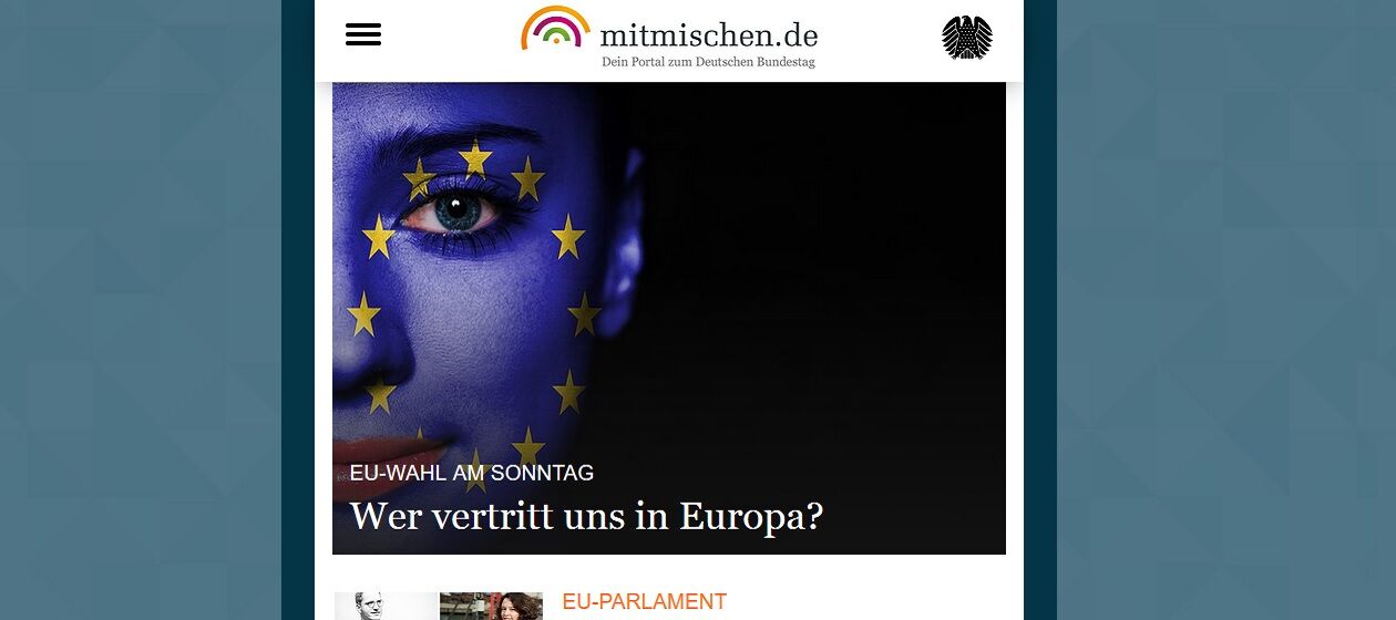 Das Bild zeigt einen Ausschnitt des Jugendportals www.mitmischen.de