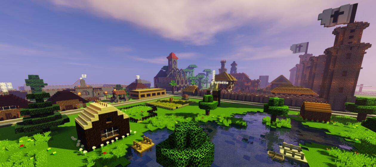 Spiellandschaft im Spiel Minecraft, Ausschnitt aus dem Minecraft Server Dampfhammer