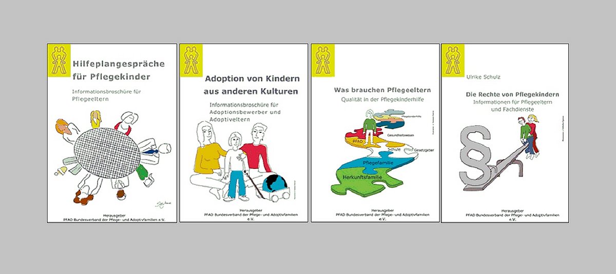 Das Bild zeigt die vier Broschüren des PFAD Bundesverbandes
