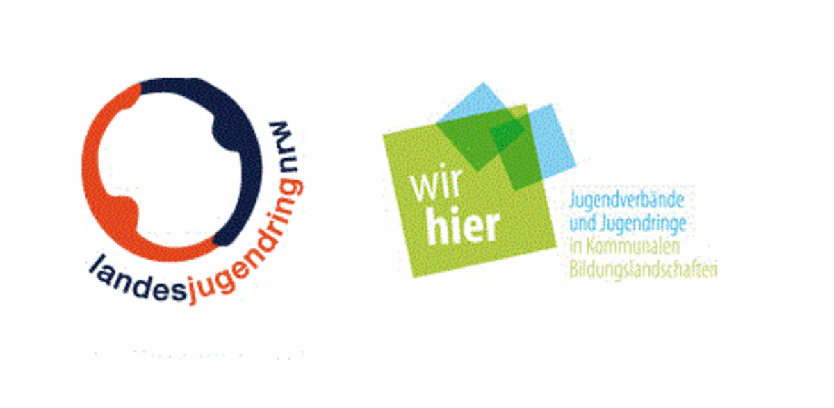 Logo des Landesjugendrings NRW und Logo  des Projekts „Wir hier – Jugendverbände und Jugendringe in Kommunalen Bildungslandschaften“.