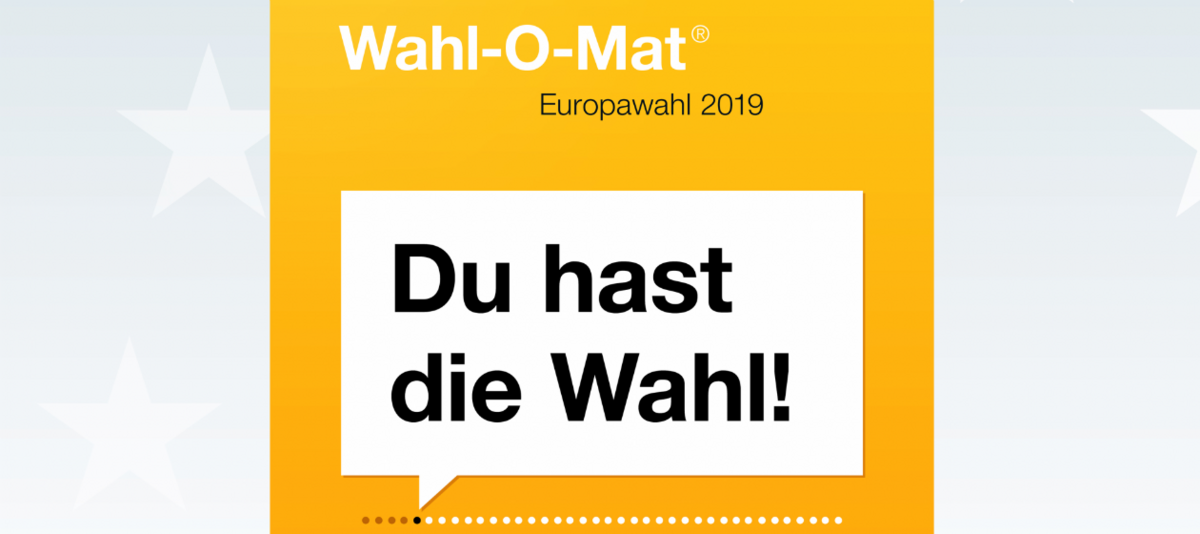 Screenshot des Wahl-O-Mats zur Europawahl 2019