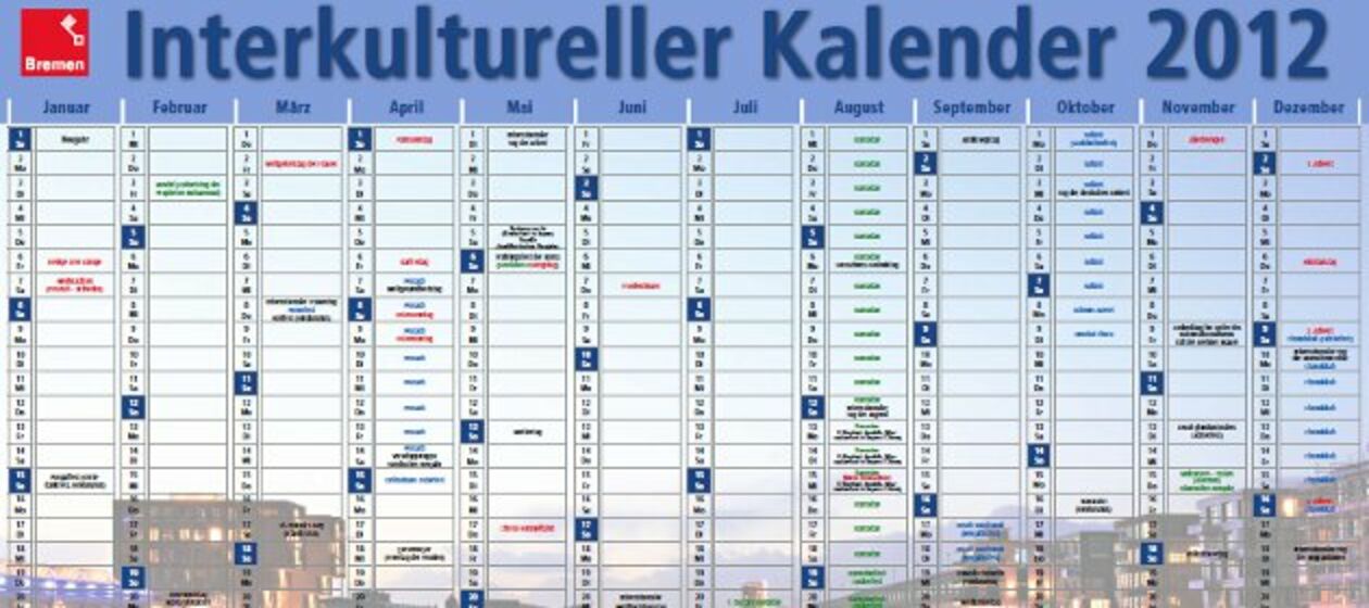 Screenshot Interkultureller Kalender 2012 Bremen