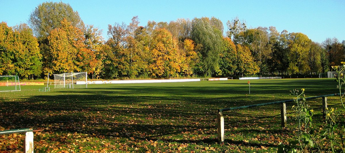 Fußballplatz im Herbst