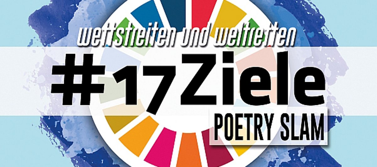 Logo des #17Ziele Poetry Slams in bunten Farben