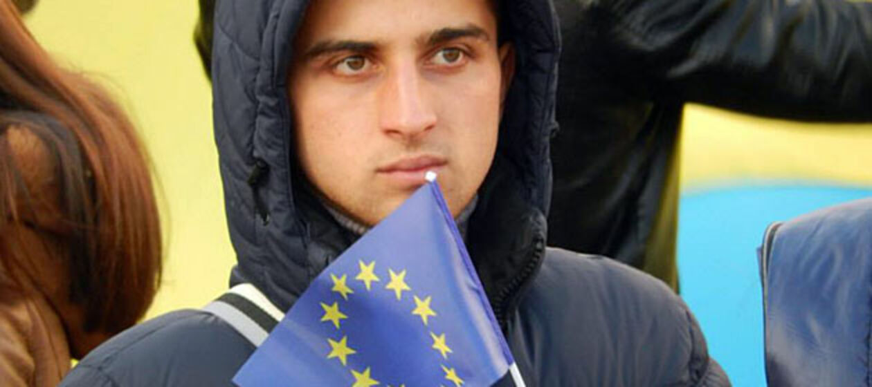 Jugendlicher Demonstrant in Chernivtsi