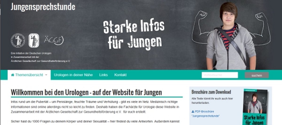 Screenshot der Webseite www.jungensprechstunde.de