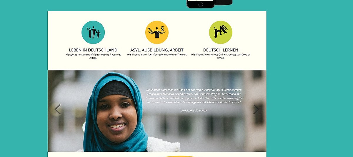 Screenshot der Webseite ankommenapp.de