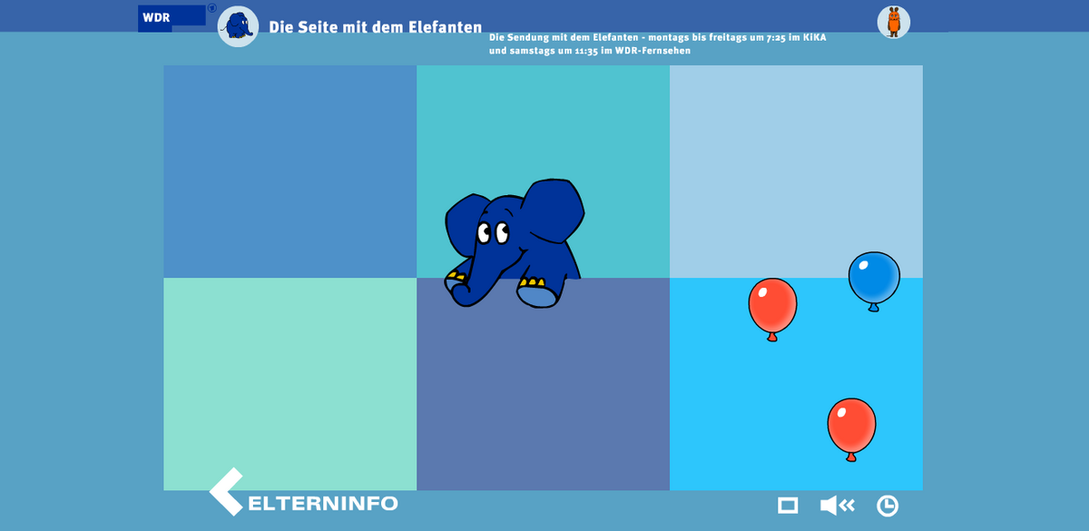 Webseite der Internetseite der "Sendung mit dem Elefanten" vom WDR