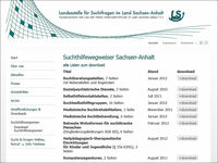 Screenshot "Suchthilfewegweiser für Sachsen-Anhalt", (c) LS Suchtfragen LSA