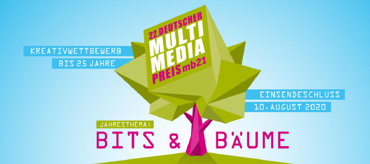 Visual des Multimediapreises mb21 mit dem Jahresthema Bits und Bäume