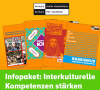 Screenshot der Cover der vier Themenhefte, (c) Bundeskoordination "Schule gegen Rassismus - Schule mit Courage"