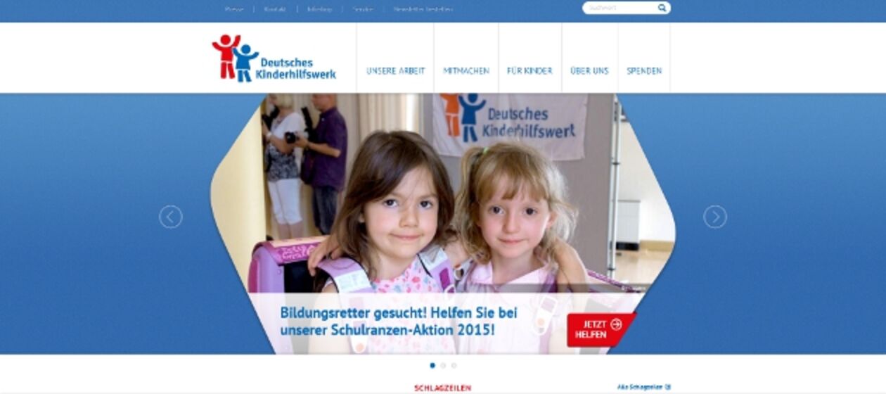 Screenshot der Internetseite des Deutschen Kinderhilfswerkes