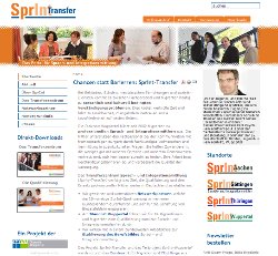 Screenshot des Web-Auftrittes von SprInt-Transfer